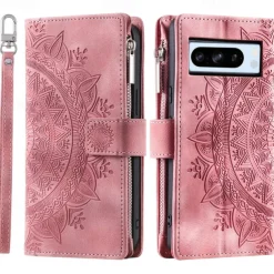 Phone Case For Google Pixel 8 Pro Pixel 8 Pixel 7 Pixel 7 Pro Pixel 6 Pixel 6 Pro Back Cover with Stand Holder with Wrist Strap Card Slot Retro TPU PU Leather