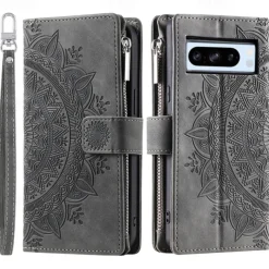 Phone Case For Google Pixel 8 Pro Pixel 8 Pixel 7 Pixel 7 Pro Pixel 6 Pixel 6 Pro Back Cover with Stand Holder with Wrist Strap Card Slot Retro TPU PU Leather