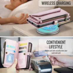 Phone Case For Google Pixel 9 Pro Pixel 9 Pro XL Pixel 8 Pro Pixel 8 Pixel 9 Wallet Case Magnetic Zipper Support Wireless Charging Retro TPU PC