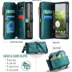 Phone Case For Google Pixel 9 Pro Pixel 9 Pro XL Pixel 8 Pro Pixel 8 Pixel 9 Wallet Case Magnetic Zipper Support Wireless Charging Retro TPU PC