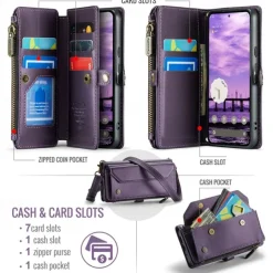 Phone Case For Google Pixel 9 Pro Pixel 9 Pro XL Pixel 8 Pro Pixel 8 Pixel 9 Wallet Case Magnetic Zipper Support Wireless Charging Retro TPU PC