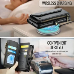 Phone Case For Google Pixel 9 Pro Pixel 9 Pro XL Pixel 8 Pro Pixel 8 Pixel 9 Wallet Case Magnetic Zipper Support Wireless Charging Retro TPU PC