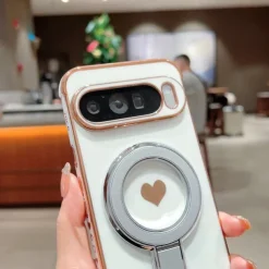 Phone Case For Google Pixel 9 Pro Pixel 9 Pro XL Pixel 8 Pro Pixel 8 Pixel 9 Back Cover with Stand Holder with Wrist Strap Shockproof Retro Plating