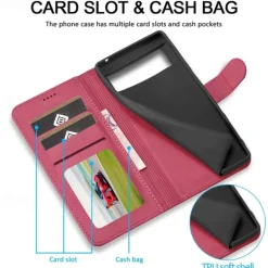 Phone Case For Google Pixel 9 Pro Pixel 9 Pro XL Pixel 8 Pro Pixel 8 Pixel 9 Pixel 7 Pixel 7 Pro Pixel 6 Pixel 6 Pro Flip Cover with Stand Holder Magnetic Card Slot Retro TPU PU Leather