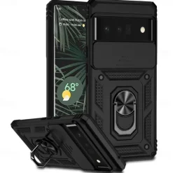 Phone Case For Google Pixel 6 Pixel 6 Pro Heavy Duty Full Body Protective Kickstand Case with Ring Solid Colored TPU