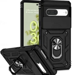 Phone Case For Google Pixel 6 Pixel 6 Pro Heavy Duty Full Body Protective Kickstand Case with Ring Solid Colored TPU