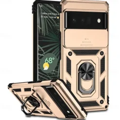 Phone Case For Google Pixel 6 Pixel 6 Pro Heavy Duty Full Body Protective Kickstand Case with Ring Solid Colored TPU