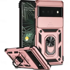 Phone Case For Google Pixel 6 Pixel 6 Pro Heavy Duty Full Body Protective Kickstand Case with Ring Solid Colored TPU