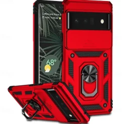 Phone Case For Google Pixel 6 Pixel 6 Pro Heavy Duty Full Body Protective Kickstand Case with Ring Solid Colored TPU