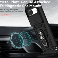 Phone Case For Google Pixel 6 Pixel 6 Pro Heavy Duty Full Body Protective Kickstand Case with Ring Solid Colored TPU