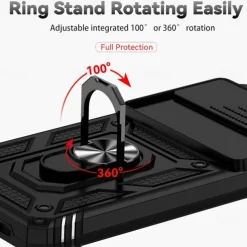 Phone Case For Google Pixel 6 Pixel 6 Pro Heavy Duty Full Body Protective Kickstand Case with Ring Solid Colored TPU