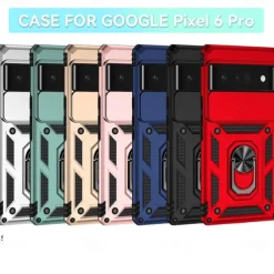 Phone Case For Google Pixel 6 Pixel 6 Pro Heavy Duty Full Body Protective Kickstand Case with Ring Solid Colored TPU