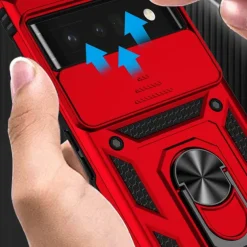 Phone Case For Google Pixel 6 Pixel 6 Pro Heavy Duty Full Body Protective Kickstand Case with Ring Solid Colored TPU