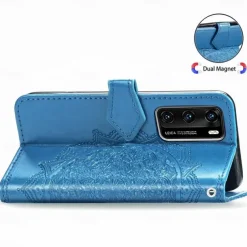 Phone Case For Huawei P40 P40 Pro P40 lite Wallet Case with Stand Holder Flip Wallet Flower TPU PU Leather