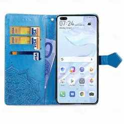 Phone Case For Huawei P40 P40 Pro P40 lite Wallet Case with Stand Holder Flip Wallet Flower TPU PU Leather