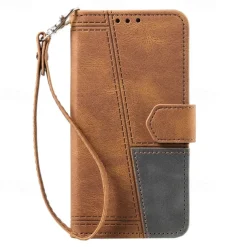 Phone Case For iPhone 16 15 14 Pro Max Plus 13 12 11 Pro Max Mini Back Cover with Stand Holder with Wrist Strap Card Slot Retro TPU PU Leather