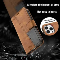 Phone Case For iPhone 16 15 14 Pro Max Plus 13 12 11 Pro Max Mini Back Cover with Stand Holder with Wrist Strap Card Slot Retro TPU PU Leather