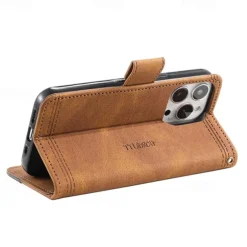 Phone Case For iPhone 16 15 14 Pro Max Plus 13 12 11 Pro Max Mini Back Cover with Stand Holder with Wrist Strap Card Slot Retro TPU PU Leather