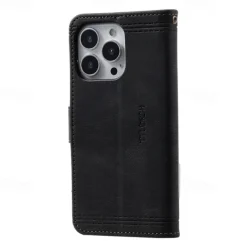 Phone Case For iPhone 16 15 14 Pro Max Plus 13 12 11 Pro Max Mini Back Cover with Stand Holder with Wrist Strap Card Slot Retro TPU PU Leather