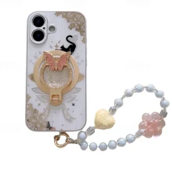 Phone Case For iPhone 16 15 14 Pro Max Plus 13 Pro Max Back Cover with Stand Holder Magnetic Support Wireless Charging Retro TPU PC