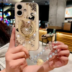 Phone Case For iPhone 16 15 14 Pro Max Plus 13 Pro Max Back Cover with Stand Holder Magnetic Support Wireless Charging Retro TPU PC