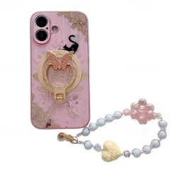 Phone Case For iPhone 16 15 14 Pro Max Plus 13 Pro Max Back Cover with Stand Holder Magnetic Support Wireless Charging Retro TPU PC