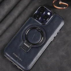 Phone Case For iPhone 16 15 14 Pro Max Plus 13 12 Pro Max Back Cover Magnetic Adsorption with Stand Holder Magnetic Full Body Protective Retro TPU PU Leather