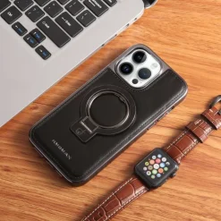 Phone Case For iPhone 16 15 14 Pro Max Plus 13 12 Pro Max Back Cover Magnetic Adsorption with Stand Holder Magnetic Full Body Protective Retro TPU PU Leather