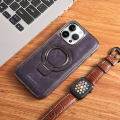 Phone Case For iPhone 16 15 14 Pro Max Plus 13 12 Pro Max Back Cover Magnetic Adsorption with Stand Holder Magnetic Full Body Protective Retro TPU PU Leather