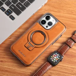 Phone Case For iPhone 16 15 14 Pro Max Plus 13 12 Pro Max Back Cover Magnetic Adsorption with Stand Holder Magnetic Full Body Protective Retro TPU PU Leather