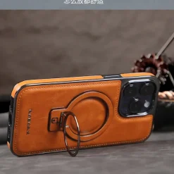 Phone Case For iPhone 16 15 14 Pro Max Plus 13 12 Pro Max Back Cover Magnetic Adsorption with Stand Holder Magnetic Full Body Protective Retro TPU PU Leather