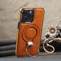 Phone Case For iPhone 16 15 14 Pro Max Plus 13 12 Pro Max Back Cover Magnetic Adsorption with Stand Holder Magnetic Full Body Protective Retro TPU PU Leather