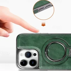 Phone Case For iPhone 16 15 14 Pro Max Plus 13 12 Pro Max Back Cover Magnetic Adsorption with Stand Holder Magnetic Full Body Protective Retro TPU PU Leather