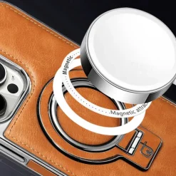 Phone Case For iPhone 16 15 14 Pro Max Plus 13 12 Pro Max Back Cover Magnetic Adsorption with Stand Holder Magnetic Full Body Protective Retro TPU PU Leather