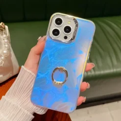 Phone Case For iPhone 16 15 14 Pro Max Plus 13 Pro Max Back Cover Bling Glitter Shiny Ring Buckle Shockproof TPU Plating