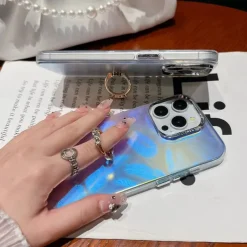 Phone Case For iPhone 16 15 14 Pro Max Plus 13 Pro Max Back Cover Bling Glitter Shiny Ring Buckle Shockproof TPU Plating