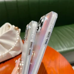 Phone Case For iPhone 16 15 14 Pro Max Plus 13 Pro Max Back Cover Bling Glitter Shiny Ring Buckle Shockproof TPU Plating