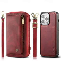 Phone Case For iPhone 16 15 14 Pro Max Plus 13 12 11 Pro Max Mini Back Cover Wallet Case with Stand Holder Zipper with Lanyard Retro TPU PU Leather
