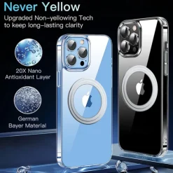 Phone Case For iPhone 16 15 14 Pro Max Plus 13 Pro Max Back Cover Support Wireless Charging Shockproof TPU PC