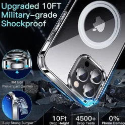 Phone Case For iPhone 16 15 14 Pro Max Plus 13 Pro Max Back Cover Support Wireless Charging Shockproof TPU PC