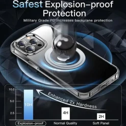 Phone Case For iPhone 16 15 14 Pro Max Plus 13 Pro Max Back Cover Support Wireless Charging Shockproof TPU PC