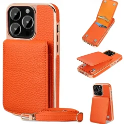 Phone Case For iPhone 16 15 14 Pro Max Plus 13 Pro Max Back Cover with Stand Holder Magnetic with Lanyard Retro Plating PU Leather