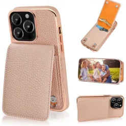 Phone Case For iPhone 16 15 14 Pro Max Plus 13 Pro Max Back Cover with Stand Holder Magnetic with Lanyard Retro Plating PU Leather