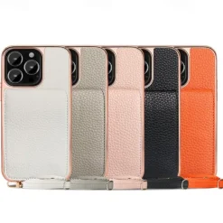 Phone Case For iPhone 16 15 14 Pro Max Plus 13 Pro Max Back Cover with Stand Holder Magnetic with Lanyard Retro Plating PU Leather