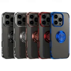 Phone Case For iPhone 16 15 14 Pro Max Plus 13 12 11 Pro Max Mini Back Cover with Stand Holder Magnetic Shockproof Retro TPU Plating PC