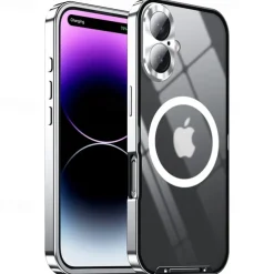 Phone Case For iPhone 16 15 14 Pro Max 13 Pro Max Magnetic Adsorption With Magsafe Camera Lens Protector Support Wireless Charging Shockproof Acrylic Aluminum Alloy