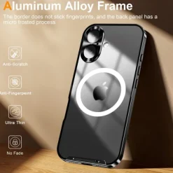 Phone Case For iPhone 16 15 14 Pro Max 13 Pro Max Magnetic Adsorption With Magsafe Camera Lens Protector Support Wireless Charging Shockproof Acrylic Aluminum Alloy