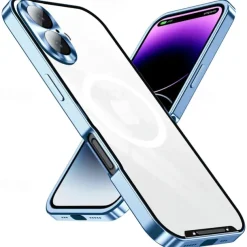 Phone Case For iPhone 16 15 14 Pro Max 13 Pro Max Magnetic Adsorption With Magsafe Camera Lens Protector Support Wireless Charging Shockproof Acrylic Aluminum Alloy