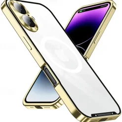Phone Case For iPhone 16 15 14 Pro Max 13 Pro Max Magnetic Adsorption With Magsafe Camera Lens Protector Support Wireless Charging Shockproof Acrylic Aluminum Alloy
