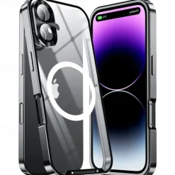 Phone Case For iPhone 16 15 14 Pro Max 13 Pro Max Magnetic Adsorption With Magsafe Camera Lens Protector Support Wireless Charging Shockproof Acrylic Aluminum Alloy